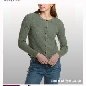 Madewell Halstead Green Ribbed Charcoal Button-Up Cardigan